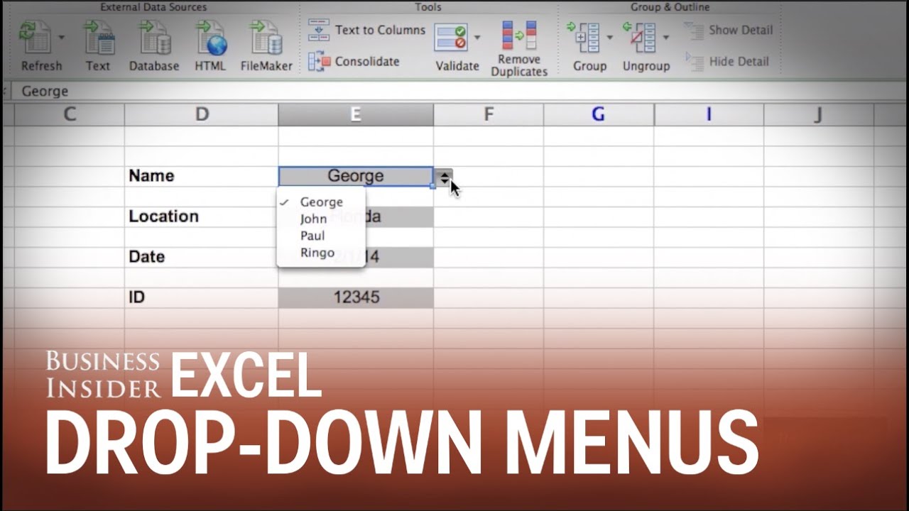 Dropdown Menus In Excel For Mac